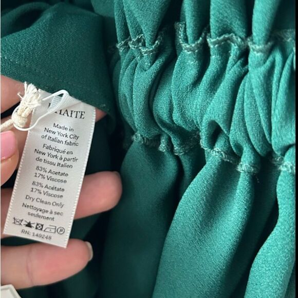 KHAITE Cara Pleated Stepped-Hem Satin Dress in Green - Picture 16 of 16